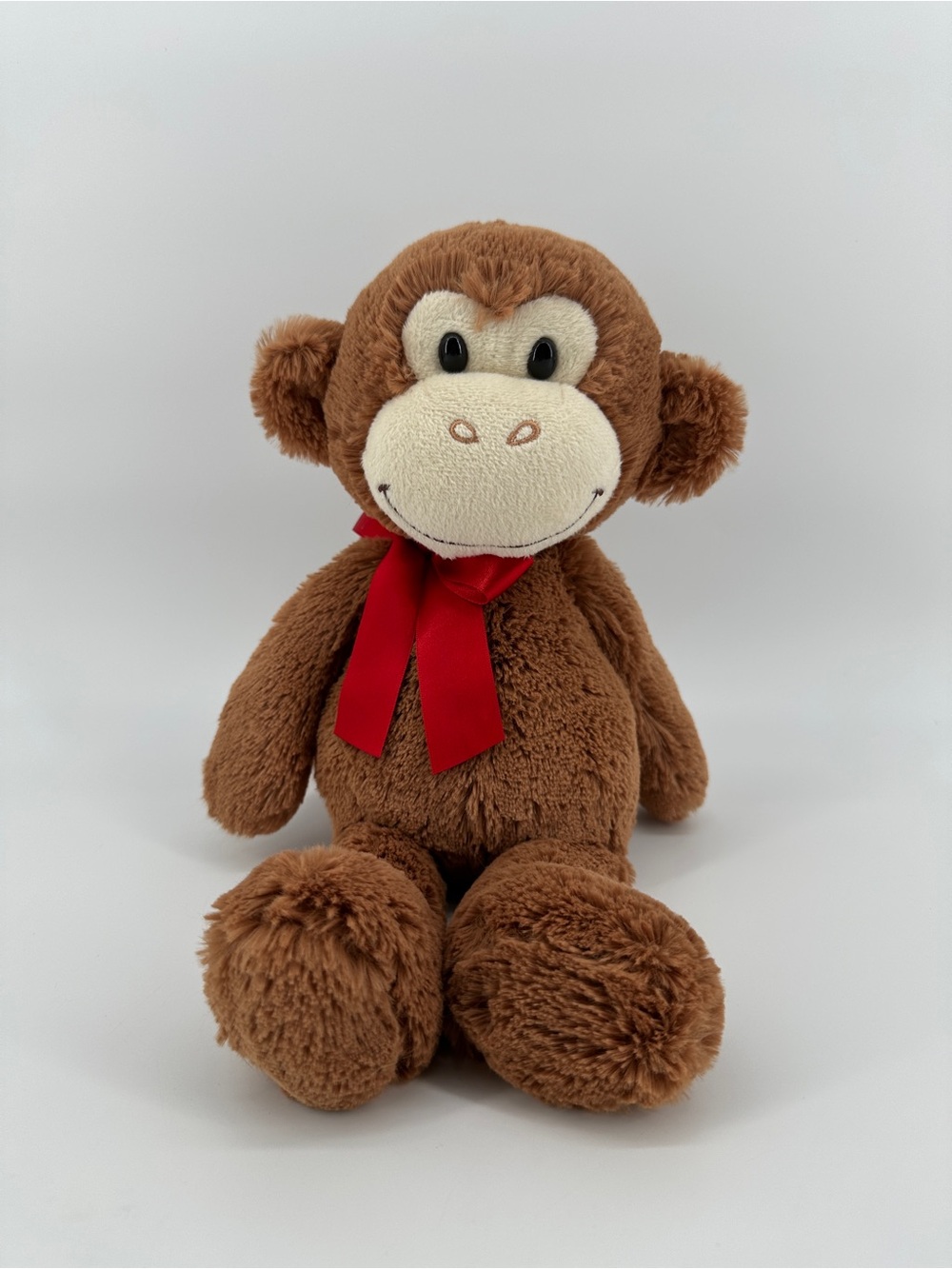 Noah Brown Monkey Red Satin Plush Bow Stuffed Animal 2021